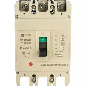 Автоматический трехполюсный автомат EKF ВА-99М/250 mccb99-250-250m