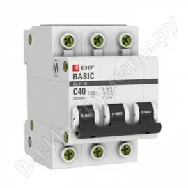 Трехполюсный автомат EKF ВА47-29 40А С mcb4729-3-40C