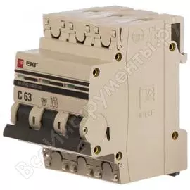 Трехполюсный автомат EKF ВА47-29 63А С mcb4729-3-63C