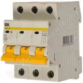 Автоматический трехполюсной автомат IEK 6А С ВА47-29 9533365