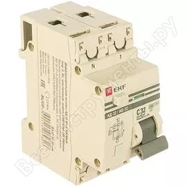 Дифавтомат EKF АД-32 PROxima 1п+N 2мод. C 32A 30mA AC 3kA DA32-32-30-pro 303880