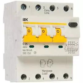 Автоматический выключатель дифференциального тока IEK АВДТ-34 MAD22-6-025-C-30