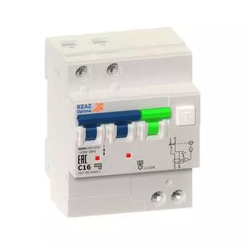 Автоматический выключатель дифференциального тока КЭАЗ 2п C 16А 30мА тип A 6кА OptiDin VD63 УХЛ4 103453