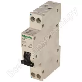 Автоматический выключатель дифференциального тока schneider electric 2п c 20а 30ма тип ac 6ка idif k 1мод. a9d63620