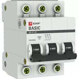 Автоматический выключатель EKF ВА 47-29 Basic mcb4729-3-25-B