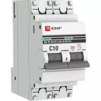 Автоматический выключатель EKF ВА 47-63 DC PROxima mcb4763-DC-2-10C-pro