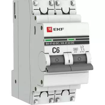 Автоматический выключатель EKF ВА 47-63 DC PROxima mcb4763-DC-2-06C-pro