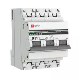Автоматический выключатель ekf 3p, 31.5а, 4.5ka, ва47-63, proxima sqmcb4763-3-31.5d-pro
