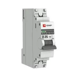 Автоматический выключатель ekf proxima, 1p, 25а, 6ка, ва47-63 sqmcb4763-6-1-25d-pro