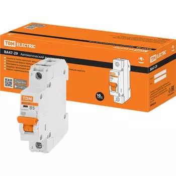 Автоматический выключатель TDM ELECTRIC ВА47-29 1Р, 5 А, 4,5 кА, В SQ0206-0005