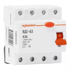 Автоматический выключатель texenergo узо вд1-63 4р 63а/30ма mvd63-063-4-030