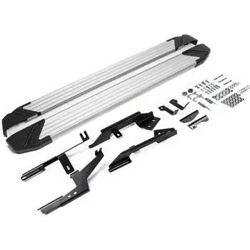 Автомобильные пороги для Nissan Terrano III 2014-2017-2017-н.в./Renault Arkana 2019-н.в./Duster 2010-2015-2015-н.в./Kaptu Rival Silver F173AL.4701.3