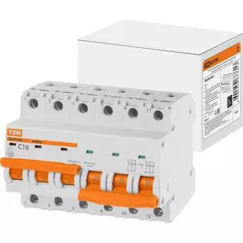 Байпас TDM ELECTRIC ВА47-29Б 3Р+3Р 16А 4,5кА х-ка C SQ0206-0407