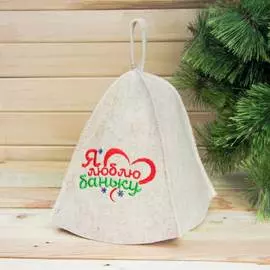 Банная шапка банная забава, , с вышивкой я люблю баньку, 3554706