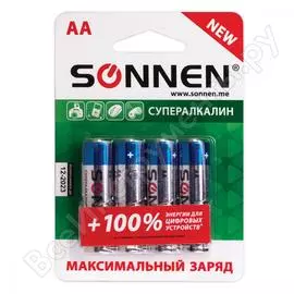 Алкалиновые батарейки SONNEN Super Alkaline 451094