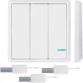 Беспроводной выключатель GRITT 3 клавиши, белый комплект 1 выключатель, 3 радиореле, 220В, 1000Вт 11103