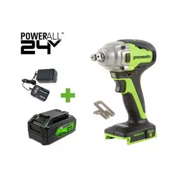 Бесщеточный ударный гайковерт GreenWorks GD24IW400 3802907VUB