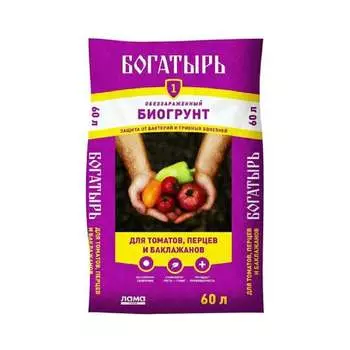 Биогрунт Еврогрядка Богатырь Для томатов, перца и баклажанов 60 л Lt001133