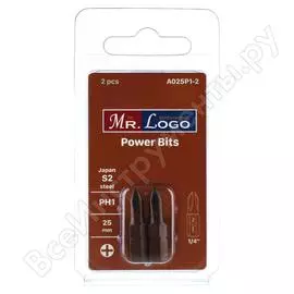 Бита (2 шт; 25 мм; ph1; s2) mr. logo a025p1-2