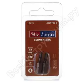 Бита (2 шт; 25 мм; t20; s2) mr. logo a025t20-2