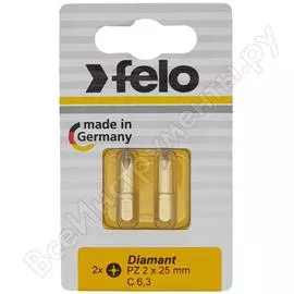 Бита diamond (pz2; 25 мм; 2 шт.) felo 02102286