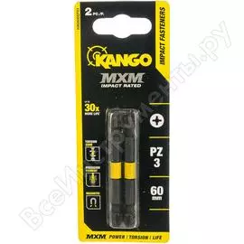 Бита двухсторонняя для импульсного закручивания mxm (2 шт; 60 мм; pz3; блистер) kango kib260depz3