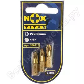 Бита titan (pz2; 25 мм; 3 шт.) nox 556612