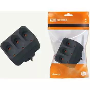 Блок на 3 гнезда TDM ELECTRIC 2П 2,5 А 250 B под плоскую вилку черный SQ1806-0305