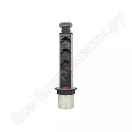 Блок розеток mebax 105s 3 секции серебро механический d=60мм 2 usb 00-00000824