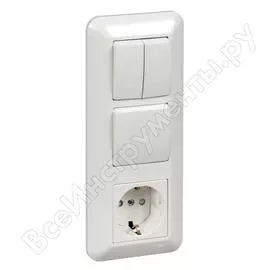 Блок schneider electric сп бк-2 вр-006б прима 2-кл.+2-кл. выкл+розетка с заземлением, белый bk2vr-006b-b