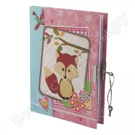 Блокнот brauberg а5 133 х178 мм, 56л, тверд. переплет, металл. замок, блестки,лисенок, 128396