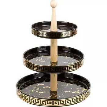 Блюдо-этажерка, фруктовница Nouvelle Черный мрамор 1180048