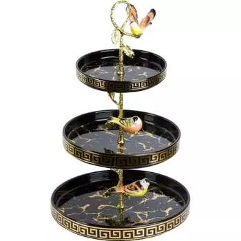 Блюдо-этажерка, фруктовница Nouvelle Черный мрамор 1180035