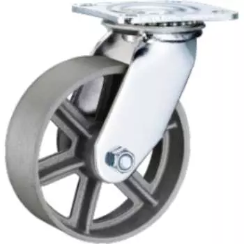 Большегрузное чугунное колесо TOR без резины SCs 63 150 мм, поворотное, площадка, темный обод 1027222