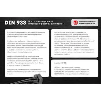 Болт ВИРТУОЗ 8 х100 DIN933 2 шт. 01320