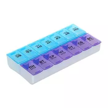 Бокс для таблеток VETTA 14 отсеков, пластик, 18,5x9 см 422-028