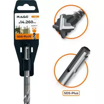 Бур sds-plus по бетону RAGE Quadro-X 566426