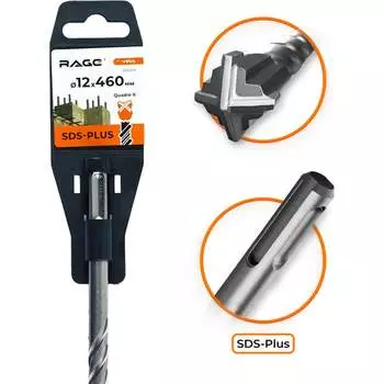 Бур sds-plus по бетону RAGE Quadro-X 566246