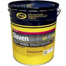 Быстросохнущий антикоррозионный грунт-эмаль slaven 3в1 красно-коричневый 20кг 99987