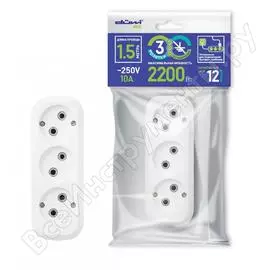 Бытовой удлинитель duwi 3 гнезда, 1,5 м, 32030 2