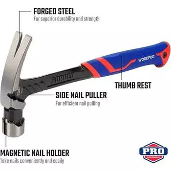 Цельнометаллический молоток-гвоздодер WORKPRO WP241014