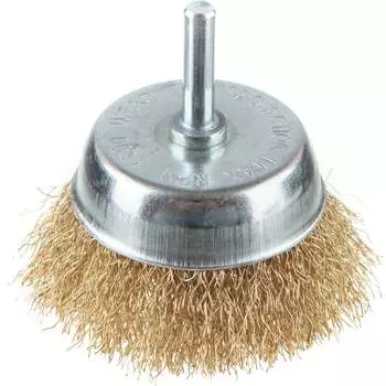 Чашечная витая латунированная щетка-крацовка для дрели GREPP 214-050