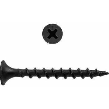 Черный саморез по дереву КВАДРА 3.5x16, уп. 30 шт., PH2, редкая резьба, для гкл 350161000030