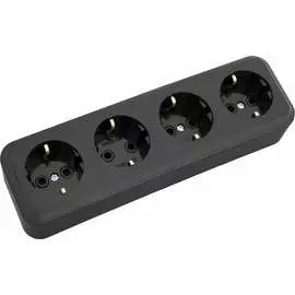 Четырехместная розетка BYLECTRICA ПРАЛЕСКА РА16-266 черный