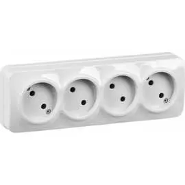 Четырехместная розетка IEK GLORY РС24-2-ХБ ERH40-K01-10