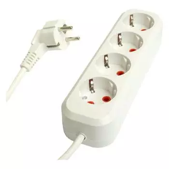 Четырехместный удлинитель STEKKER c/з hm06-40-05 3x1мм2, 5м, серия home (у10-429), белый 49352