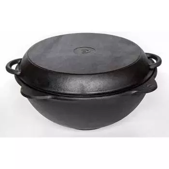 Чугунный казан Davr Metall казан10(плоск)+крыш(сков)10л