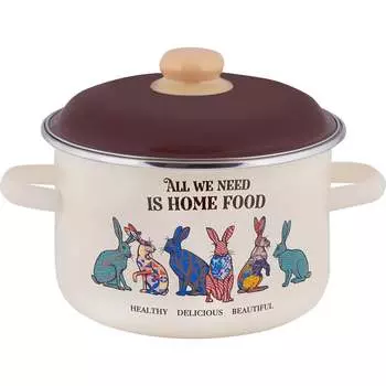 Цилиндрическая эмалированная кастрюля appetite Зайцы 6RD221M Зайцы