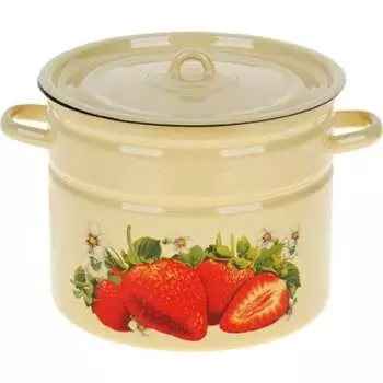 Цилиндрическая эмалированная кастрюля СТАЛЬЭМАЛЬ Клубника садовая С1624.П*59 ХП9805