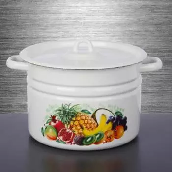 Цилиндрическая эмалированная кастрюля СТАЛЬЭМАЛЬ Эквадор С1622*80 СП3436